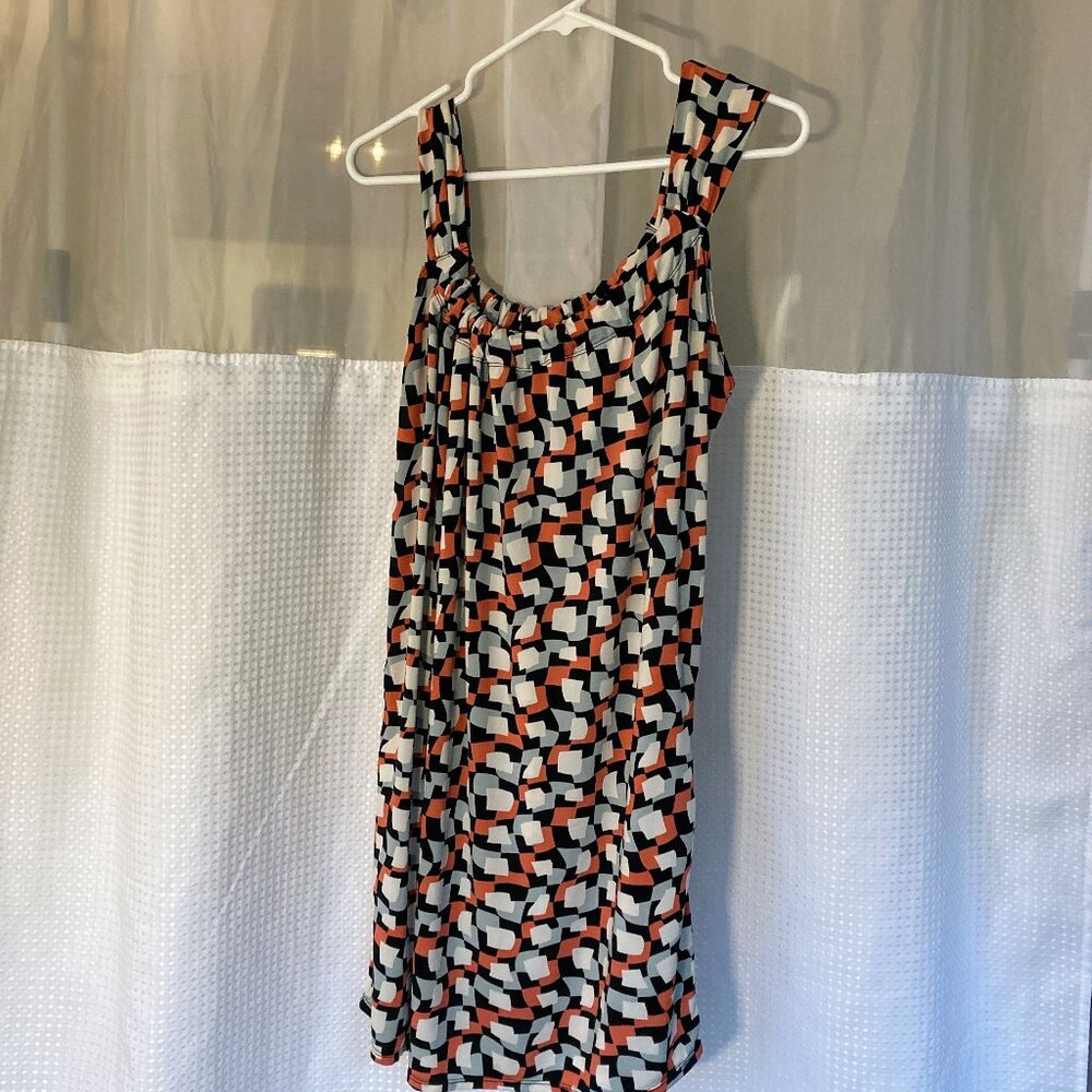 BCBG Max Azria COMFY dress with pockets!, salmon, light blue and navy, Size L